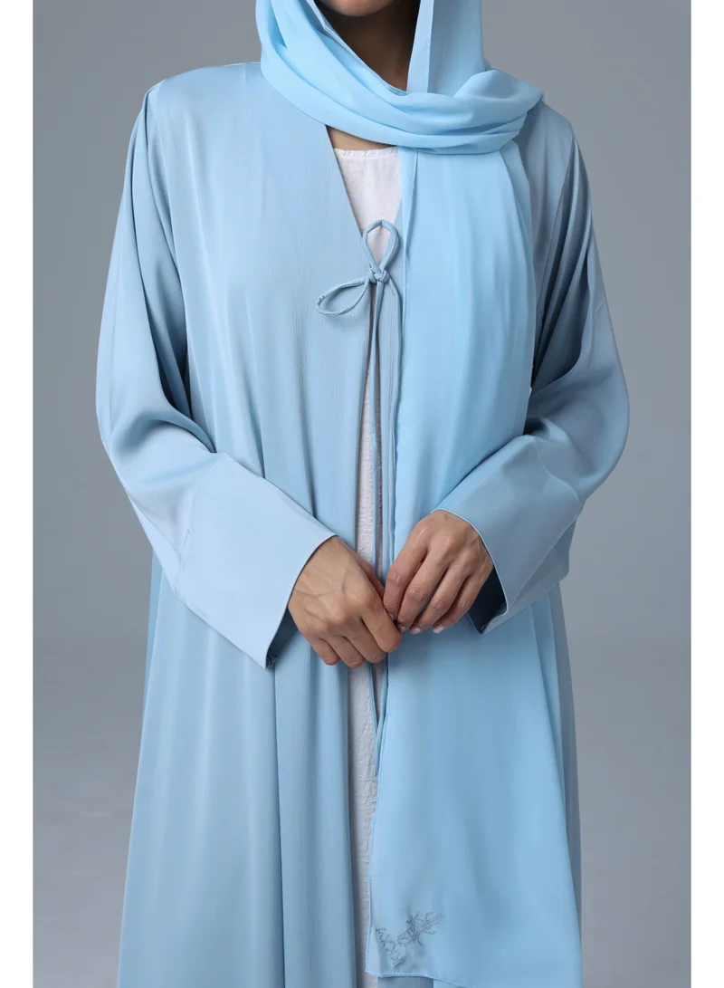IKKXA Casual Colored Plain Abaya ABY1149 Blue